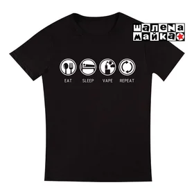 Прикольные футболки: Eat Sleep Vape Repeat Черная